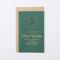 Green vintage greeting card with bronze ballerina pendant and kraft paper envelope - Little Girl