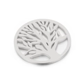 Colgante Árbol de la Vida hueco en plata de acero inoxidable con acabado geométrico - Color Acero (KLJ4302-Z)