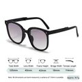 Foldable kids black frame sunglasses with gradient purple lenses and dimension specs - Black Frame Double Gray Lens
