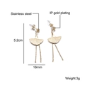 Ginkgo leaf shaped stainless steel earrings with 18K IP gold plating finish - Ginkgo Leaf Pendant Style (E00360G)
