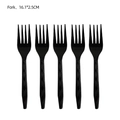 Pack of 5 high-quality black plastic forks with anti-slip handle, 16.1x2.5 cm size - Black Forks