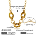 Goldene grobe Gliederkette aus Edelstahl mit Leoparden-Harzgliedern und Kristallen - Bernstein Halskette (JDN0310028)