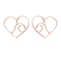 Macro detail of rose gold heart earrings featuring unique ocean wave pattern design - 153 Heart Wave - Rose Gold