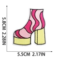 Detailansicht der Größe des bestickten High-Heel-Stiefel-Patches in Pink und Gelb - Retro-Stiefel (1)