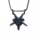 Collar punk gótico de acero inoxidable negro con colgante de cabeza de cabra estilizada - Negro (Sin Cadena) (A0809)