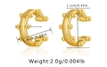 Detailed size chart for 18K gold plated brass ear cuff with dimensions and weight - Ball Embellished (KE0891)