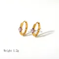18K vergoldete Edelstahl-Ohrringe mit lilafarbenem Zirkonia-Stein im Marquise-Schliff - Gold / Lila Zirkonia (YYE023322G-PU)