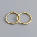 Macro view of 925 sterling silver stamp on minimalist gold-plated hoop earrings - 15mm Inner Diameter (Gold)