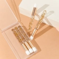 Portable 6-piece lash cleansing brushes with transparent gold glitter handles and white soft bristles - Gold Transparent Glitter