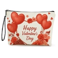 Pochette trucchi San Valentino con stampa cioccolato e fiori e cinturino con cerniera nera - Stile Happy Valentine's Day (xy-052-2) / Con Cinturino
