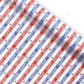 Blue and red Happy Birthday gift wrapping paper with stars and festive lettering - Striped Birthday