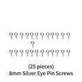 25 pitons à vis argentés de 8mm pour pendentifs en résine et bijoux porte-clés DIY - Clous à Œil Argentés 25pcs