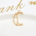 Macro shot of gold crescent moon pendant with inlaid white cubic zirconia for DIY jewelry - Style 15# Crescent Row Diamonds