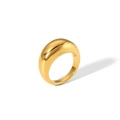 Polished 18K gold plated stainless steel dome ring with a minimalist thick teardrop design - Gold Wide Polished Dome Style (TR4052-8)