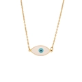 Gold stainless steel evil eye pendant necklace with blue enamel and fine chain detail - Minimalist Eye Shape Necklace