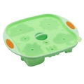 Light green bear-shaped silicone steamer mold for baby food supplements with orange handles - Home Rice Cake / Green