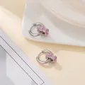 French romantic silver hoop earrings with delicate pink cherry blossom enamel charms - Pink Flower Wreath