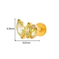 Titanium labret stud featuring gold flower design with yellow marquise gemstones - Gold Leaf Arc Style (T2522-1#金) / 1.2*8mm