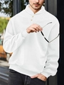Sweatshirt décontracté à manches longues pour homme en maille gaufrée blanche - S / Blanc