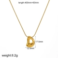 Detail view of 18k gold plated D-letter pendant necklace with size specifications - Letter D