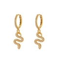 Golden S925 snake earrings with sparkling crystals and elegant circular hoop design - Style I Curved (Yellow Gold)