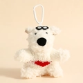 White teddy bear keychain with red heart sweater and black heart-shaped glasses - White Sweater Red Heart Westie