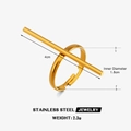 Bague en acier inoxydable doré avec barre de 4 cm et anneau ouvert ajustable - Style De Ligne Dorée (1)