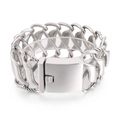 Polished silver infinity weave stainless steel chain bracelet with rectangular clasp - Flame Geometric Woven Style (KB49348-D)