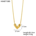 Gold layered heart pendant necklace with snake chain and adjustable length dimensions - Stereo V-Shape Heart Necklace
