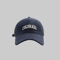 Minimalist navy blue baseball cap with white Colorado embroidery in retro style - Navy Blue (COLORADO Pattern)