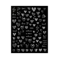 Valentine's Day nail art sticker with white laser heart patterns and love quotes - C6504 / White