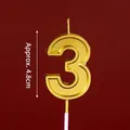 Golden matte number 3 birthday candle with 4.8cm height for cake decorations - New Number 3 Golden Candle