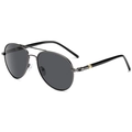 Classic aviator polarized sunglasses with dark grey lenses and black metal frame - Gunmetal Frame Grey Lens