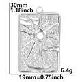 Ciondolo a sole rettangolare in acciaio inossidabile argento dimensioni 30mm x 19mm - Solo ciondolo / Color Acciaio