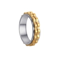 Detailed close-up of a dual-tone 6mm spinner ring featuring gold gear wave design on silver band - Size 7 / Silver + Gold Gear