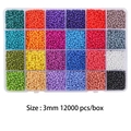 Set of 3mm solid color glass seed beads in a 24-compartment organizer for DIY jewelry - Dark Color Solid Lacquer Seed Beads 480g / 3mm 12000pcs/box