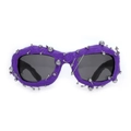 Street punk purple sunglasses with silver rivets and unique industrial metal details - Purple