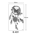 Waterproof temporary tattoo sticker with butterfly, roses, and feathers design - K-431 Butterfly Dreamcatcher