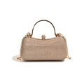 Elegant champagne gold evening clutch with metal handle and glitter fabric finish - Gold