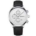 Men's business quartz watch with black leather strap and white roman numeral dial - Silver Case White Dial Black Strap (17)
