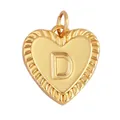 Gold-plated copper heart pendant featuring letter D with micro-pave cubic zirconia - Heart Letter D