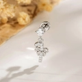 Silver candy cane stud earring with bow and sparkling crystals for Christmas - Silver Bow Candy Cane Style (DZ015-3#)