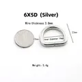 Silberne Metallschnalle D-Ring 19mm Innendurchmesser für Taschen und Bekleidung - 6x5D (Innen 19mm) / Silber