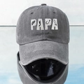 Dunkelgraue gewaschene Baseballkappe mit PAPA-Stickerei und kreativem Angel-Thema-Design - Einheitsgröße / Grau