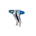 Artistic skeleton legs enamel pin with starry night pattern in blue and white finish - Starry Skeleton Legs (CC344)