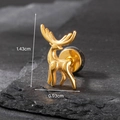 Golden stag deer stud earring for men in stainless steel with 1.43cm height dimension - Reindeer Style (S185)
