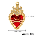 Detail of ruby heart pendant with gold crown and crystal rays showing size 2.7x1.7cm - A0037 Crown Enamel Heart