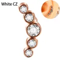 Rose gold curved cartilage stud with five white cubic zirconia in a gradient layout - Rose Gold - White Zircon Curved