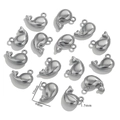 Silver whale tail pendants in stainless steel, set of 14 pieces, size 10x9mm for DIY jewelry - Whale / Silver