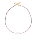 Elegant purple beaded necklace with a white baroque freshwater pearl and gold accents - Purple (XN412-2)
